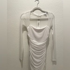 Fashion nova white long sleeve mesh dress